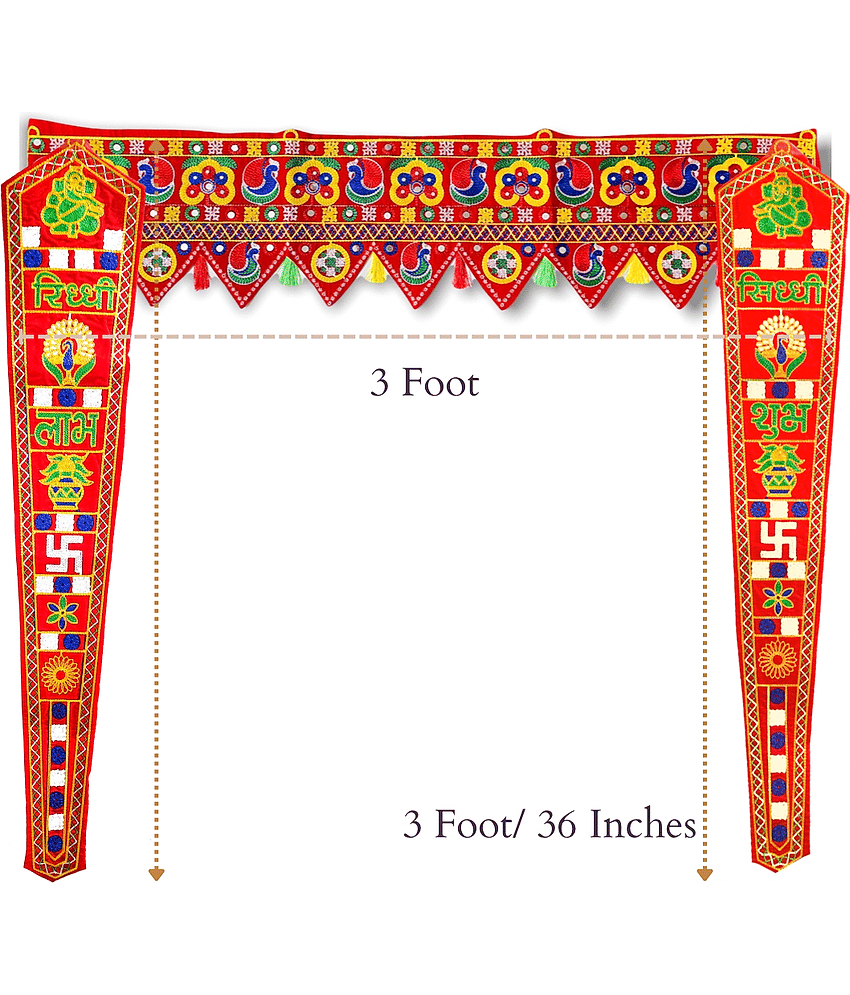 TORNORY Traditional Bandarwal Toran 3 ft Multi ( Pack of 3 ) view 2