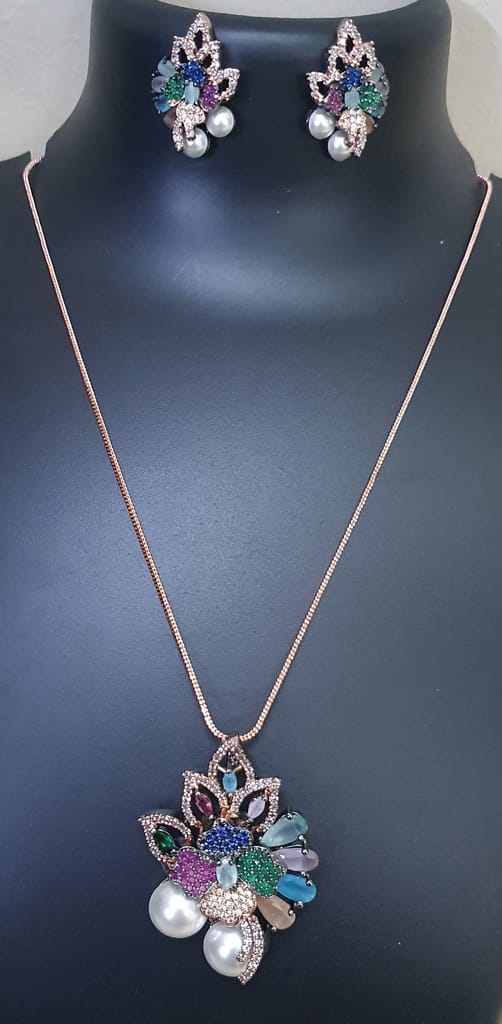 American Diamond Casual and Partywear Pendant set view 2