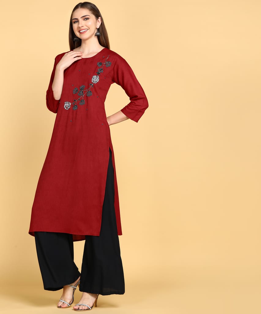 Designer Floral Hand Work Embroidery Kurti view 2