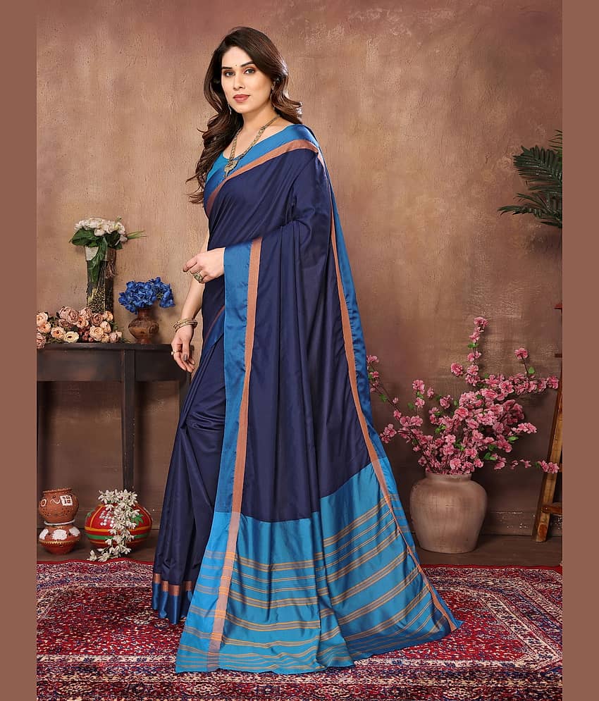 NightBlue Banarasi Silk Woven Saree With Unstitched Blouse Piece ( Grey ) view 2