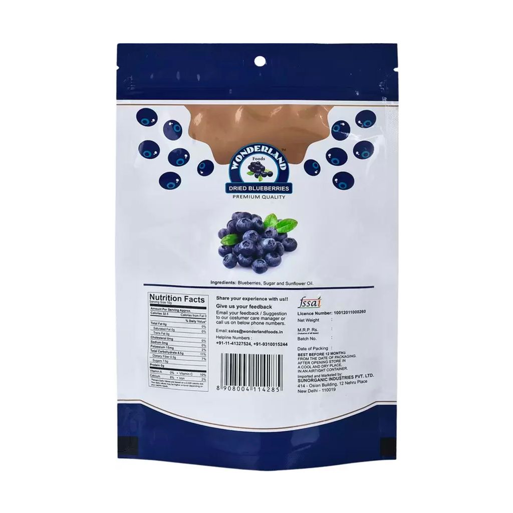 Wonderland Foods - Californian Whole & Dried Blueberry 150g Pouch view 2