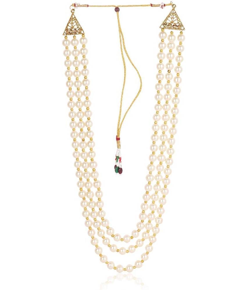 Dulha groom sherwani Necklace/Moti Mala for Men for wedding | Groom Mala and Brooch Set view 2