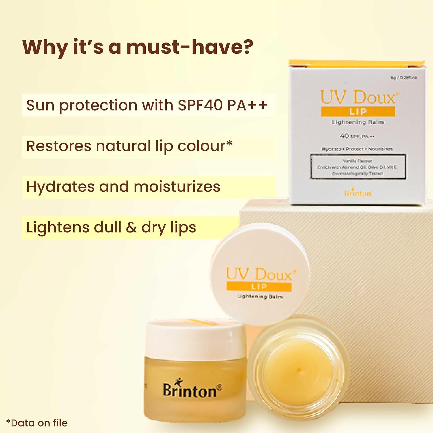 Brinton UV Doux Lip Lightening Balm 8 g & Body Sunscreen gel SPF 50 PA+++ 75 g (2 Items in the set) view 2