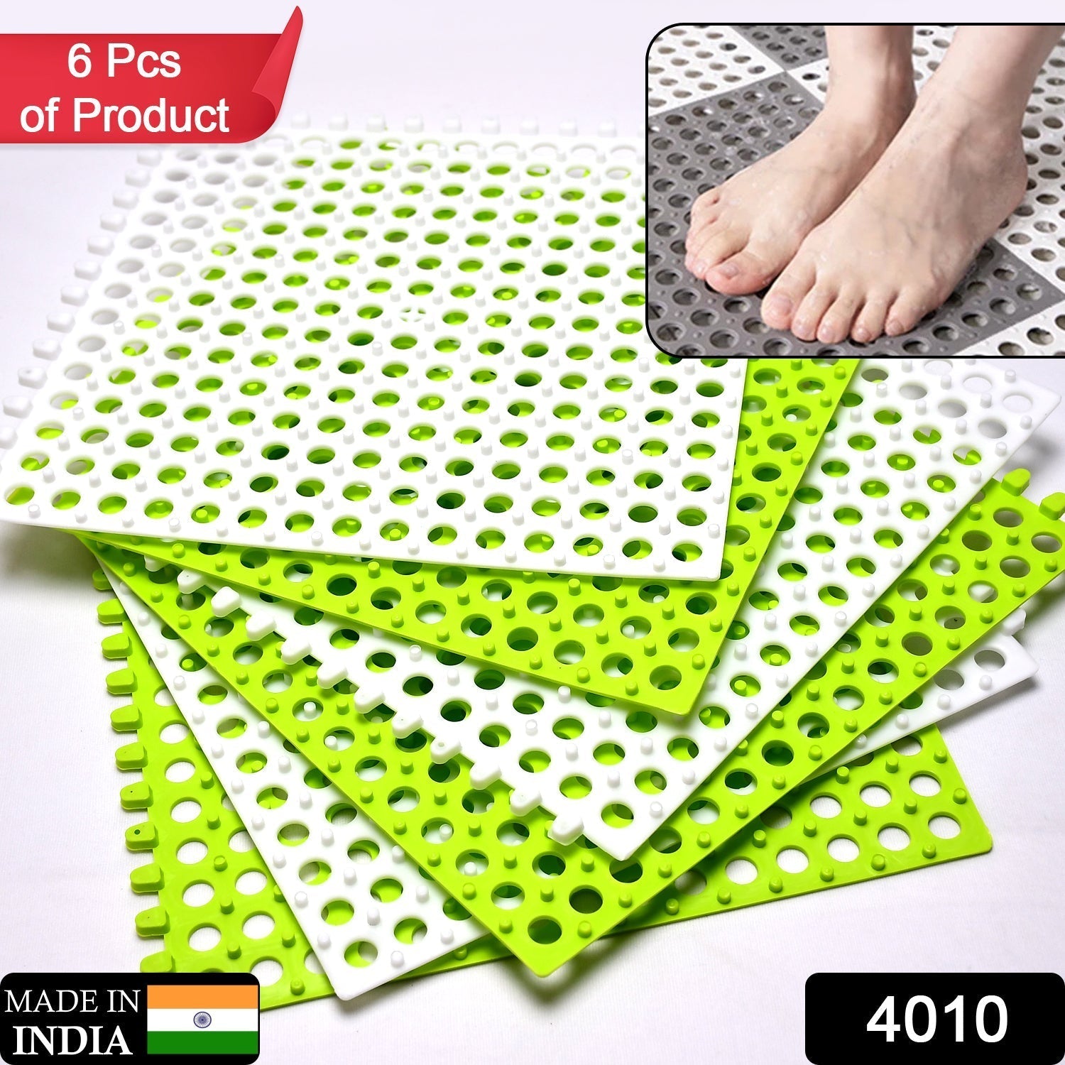 4010 Bath Anti Slip Mat Used while bathing and toilet purposes to avoid slippery floor surfaces. (Pack Of 6) view 2