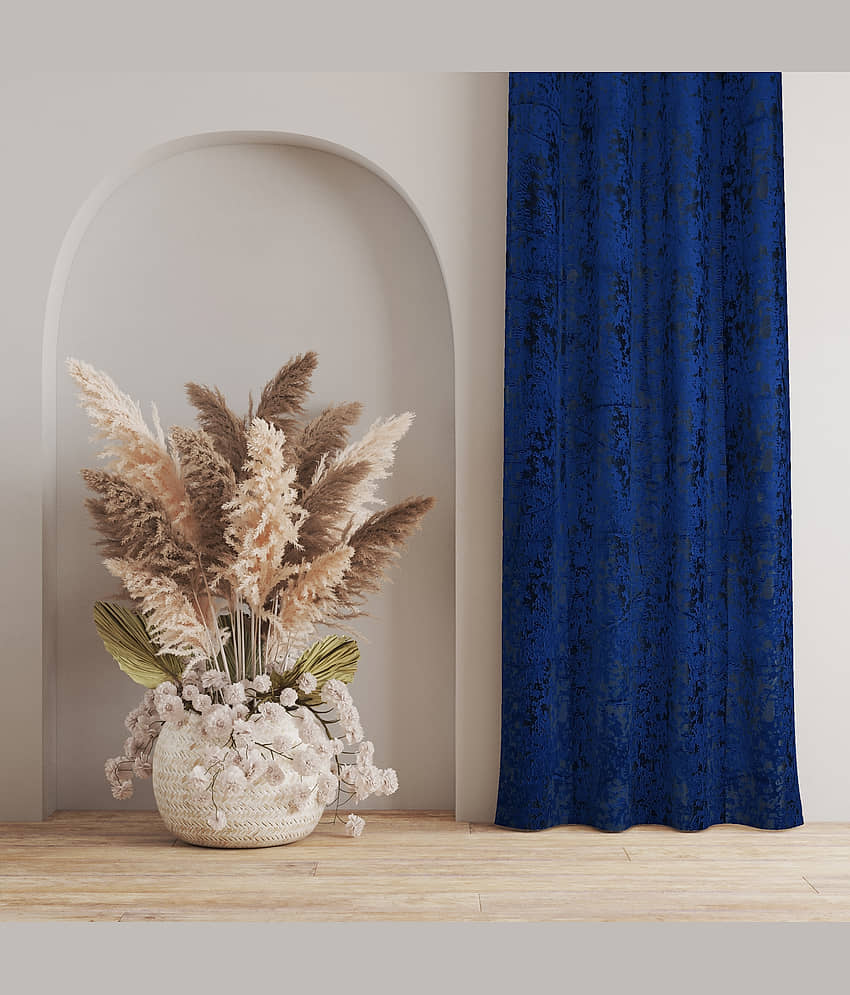 Kraftiq Homes Abstract Blackout Eyelet Curtain 5 ft ( Pack of 2 ) - Blue view 2