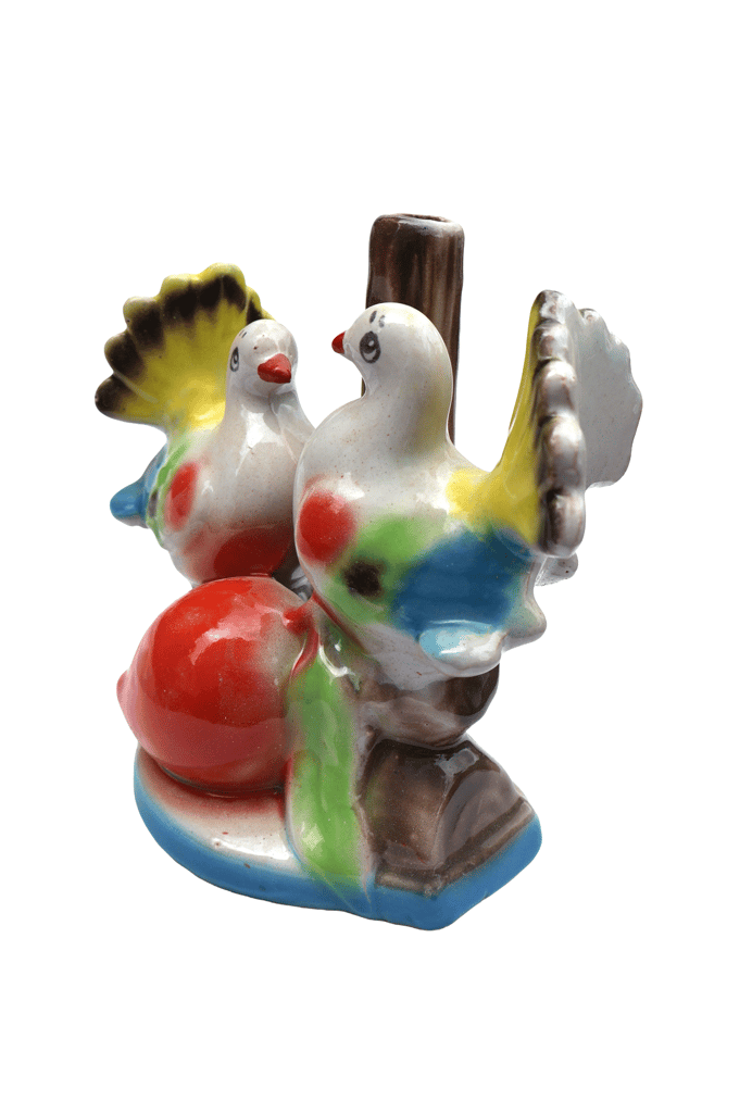Multicolor Ceramic Love Birds with Fruit Decorative Showpiece Figurine view 2