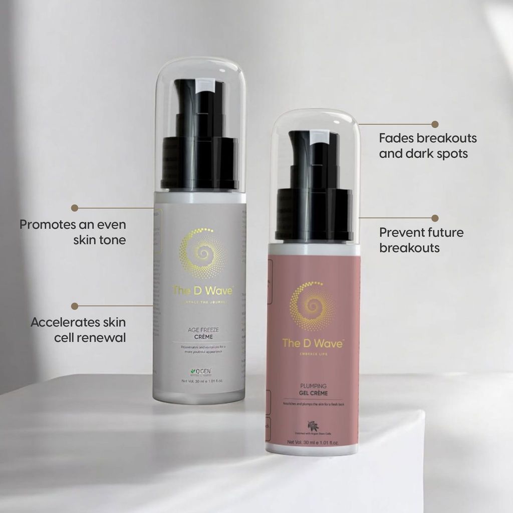 The D Wave Revival Duo | Plumping Gel Crème | Age Freeze Crème | 30ml each | Intense hydration Crème | Prevents glycation | Reducing fine lines and wrinkles | Enhances skin elasticity | Even-toned view 2