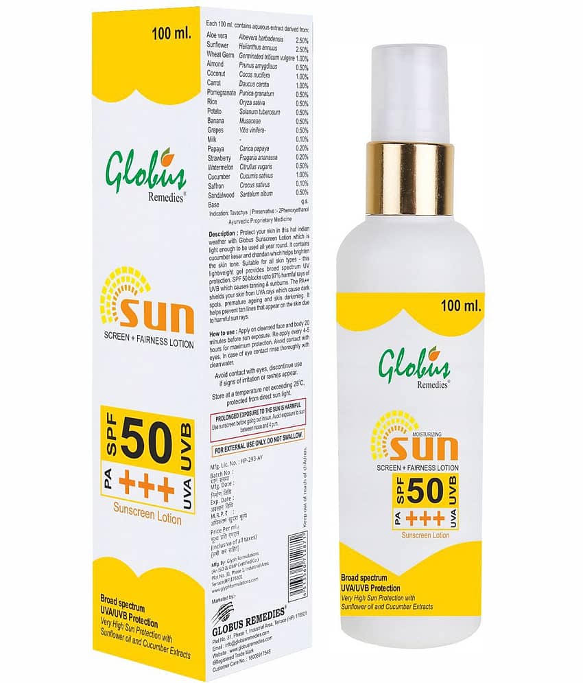 Globus Remedies Sunscreen Lotion SPF 50 PA+++ 100 ml, (Pack of 3) view 2