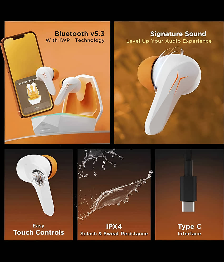 VEhop Gamo 121 Bluetooth True Wireless (TWS) In Ear 40 Hours Playback Low Latency,Powerfull bass IPX4(Splash & Sweat Proof) White view 2