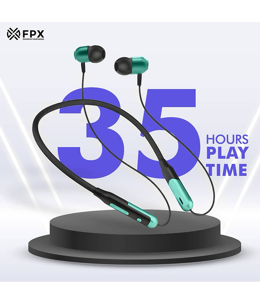 FPX JAZZ Bluetooth Bluetooth Neckband In Ear 35 Hours Playback Active Noise cancellation IPX4(Splash & Sweat Proof) Green view 2