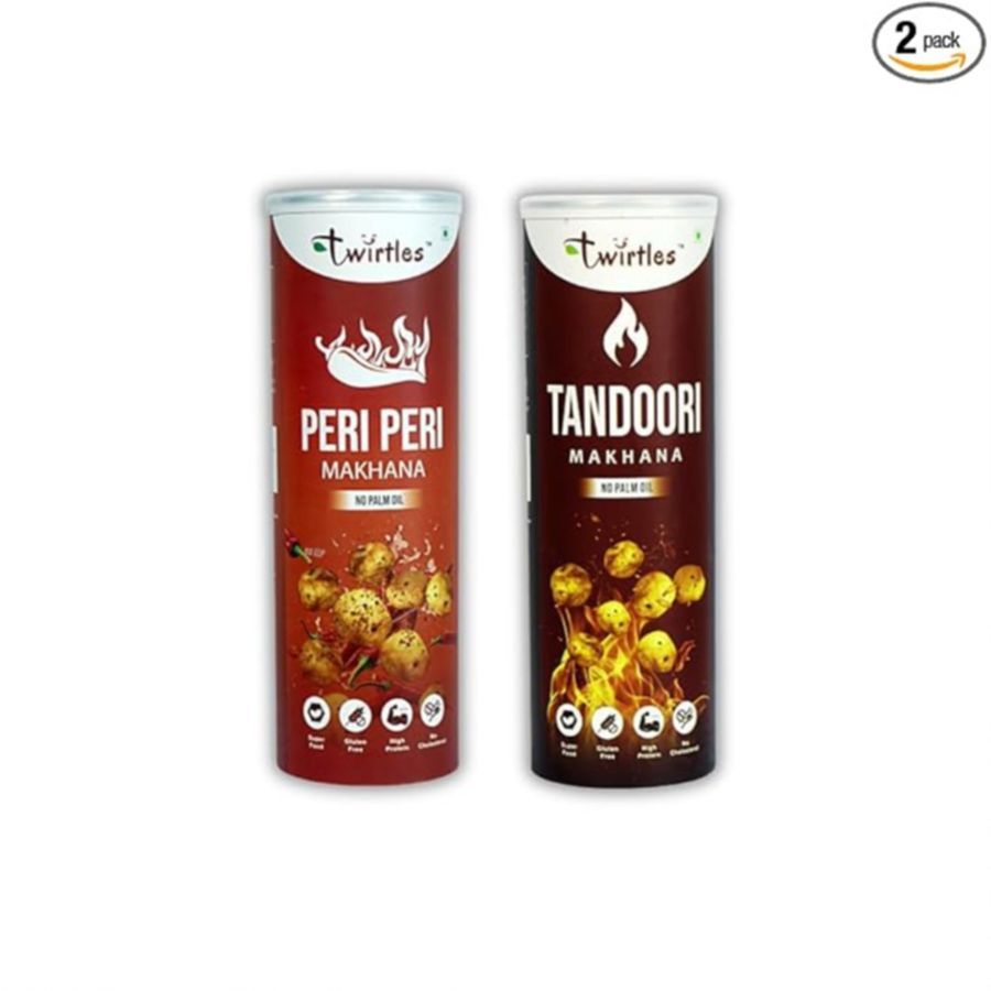 Twirtles Peri Peri & Tandoori Makhana Combo (2 Pack) - 140 gm - Two snack packs