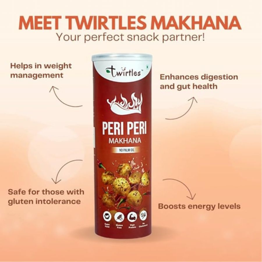 Twirtles Peri Peri & Tandoori Makhana Combo (2 Pack) - 140 gm - Two snack packs view 2