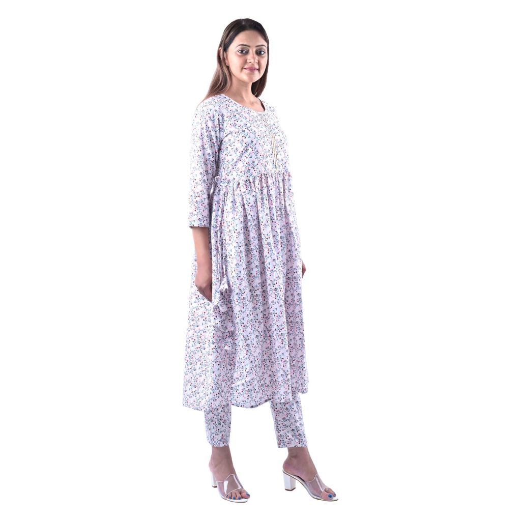 Cotton Fabric Designer Naiyra Cut Women's Kurta with Pant Set White view 2
