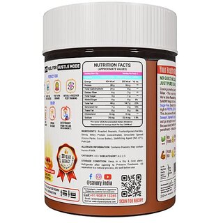 SAVORY Chocolate Crunchy Peanut Butter (Sugar-Free) with Added Whey | High in Protein | No Added Sugar, Energy Booster, Gluten-Free & Keto Friendly | Cholesterol & Trans-fat Free | Chocolate Spread (200g) view 2