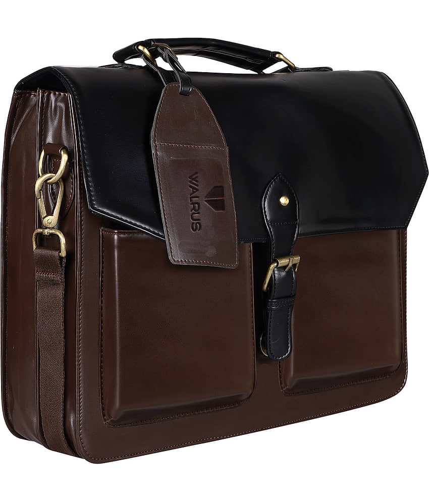 Walrus Black Faux Leather Office Bag view 2