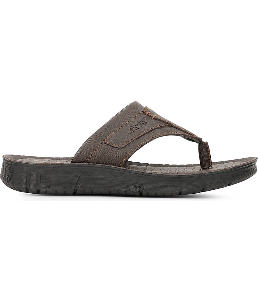 Bata Brown Men's Thong Flip Flop view 2