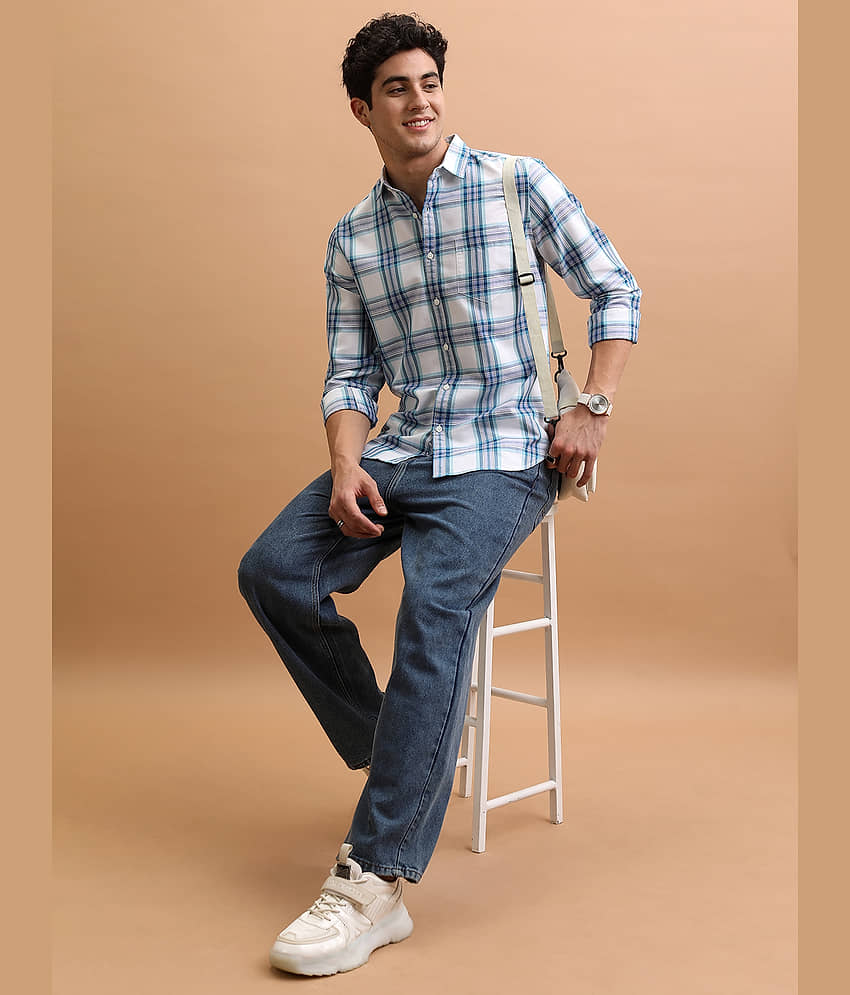 Highlander Cotton Blend Slim Fit Checks Full Sleeves Men's Casual Shirt - Multicolor ( Pack of 1 ) view 2