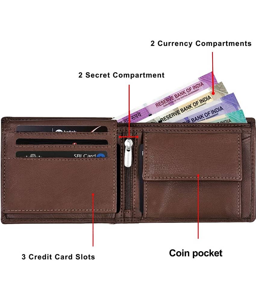 Lorenz Brown 100% Leather Men's RFID Wallet ( Pack of 1 ) view 2