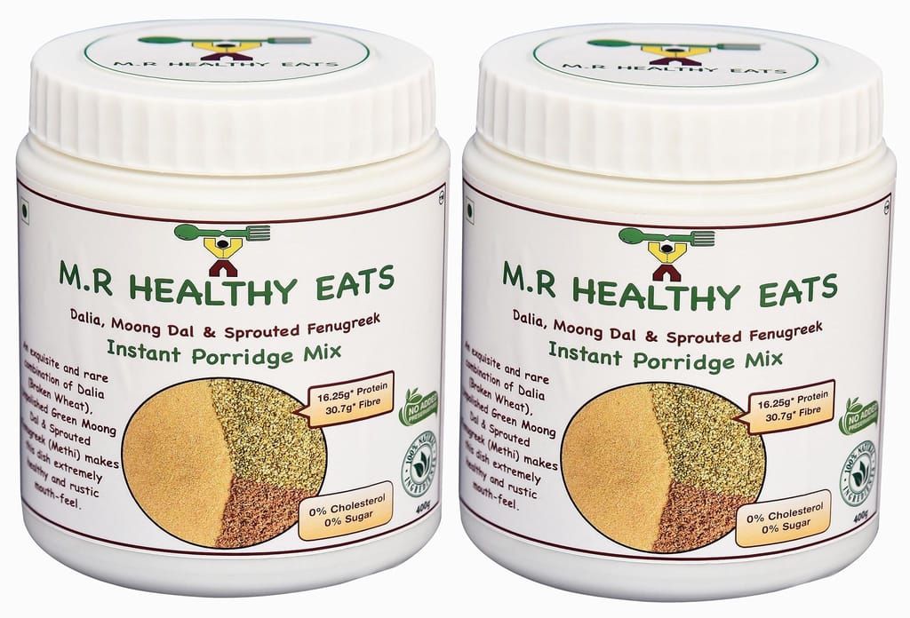 M.R Healthy Eats: Organic Dalia, Moong & Sprouted Fenugreek Mix In Food Grade Containers (Pack of 2) 400g Each