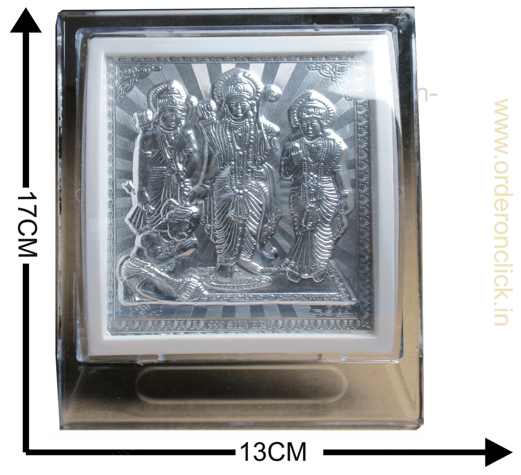 Silver Foil Ram Darbar Art on Stand view 2
