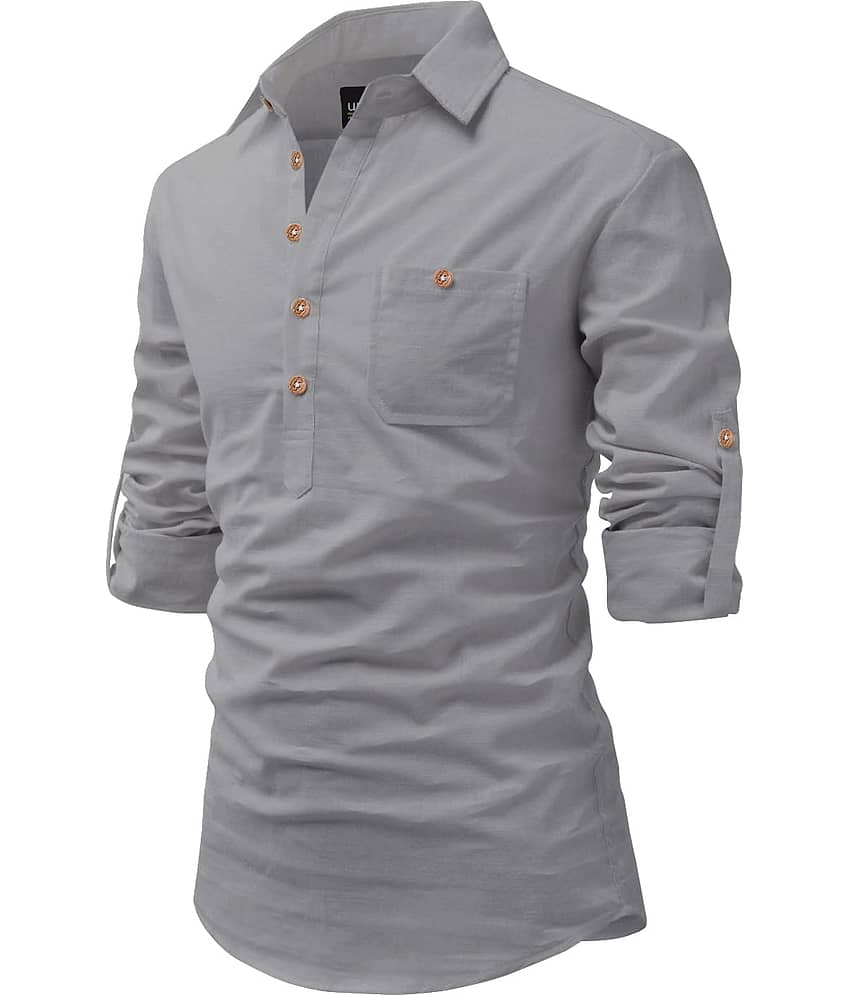 UNI VIBE Olive Cotton Blend Men's Shirt Style Kurta ( Pack of 1 )