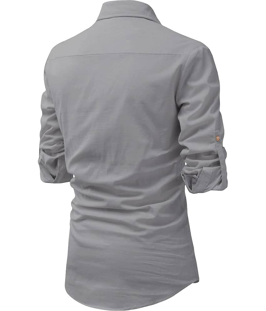 UNI VIBE Olive Cotton Blend Men's Shirt Style Kurta ( Pack of 1 ) view 2