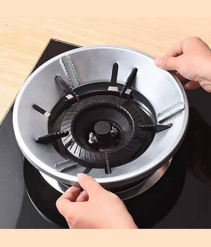 HINGOL Gas Stove Stand Round Burner Stand, Glass top Gas Saver Jail Home Stove Fire & Windproof Energy Saving Stand view 2