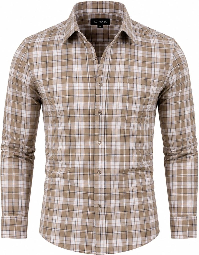 Men's Premium Beige brown Check Formal Shirt view 2