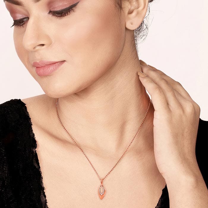 Rose Gold Sparkle Amulet Pendant with Chain view 2