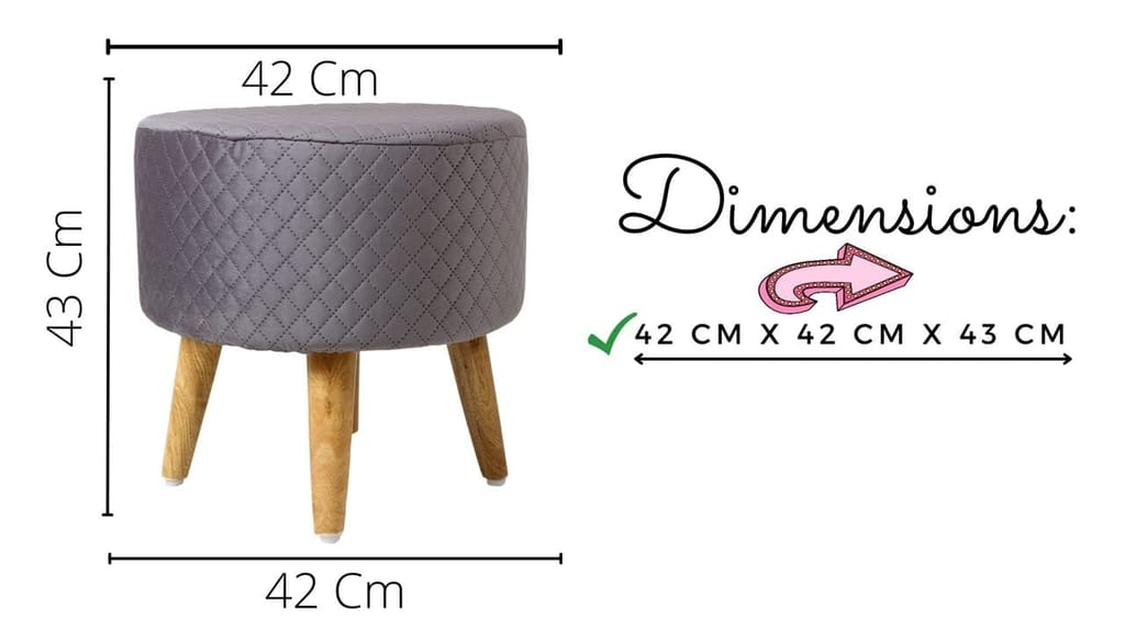 Shadowkart Ottoman Pouffes Sitting Mudda Puffy Stool for Living Room Dressing Table Pouf Round Footstool for Office Home Decor, Check Holland Velvet ,16x16x17 Inch view 2