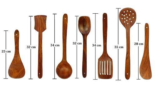 Hand made Wooden Ladle for Kitchen/Premium Non-Stick Serving and Cooking Spoon (7 pieces) view 2