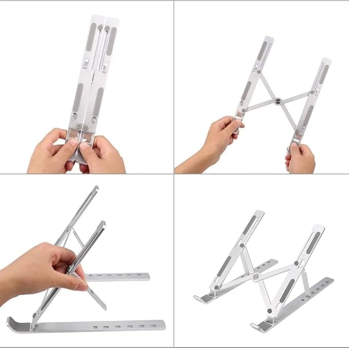 Aluminum Laptop Stand, MacBook Stand, Portable Laptop Stand, Gaming Laptop Stand, Foldable Laptop Stand, Compatibility Upto 15.6-Inch Laptop, Tab, and Mobile (Multicolour) view 2