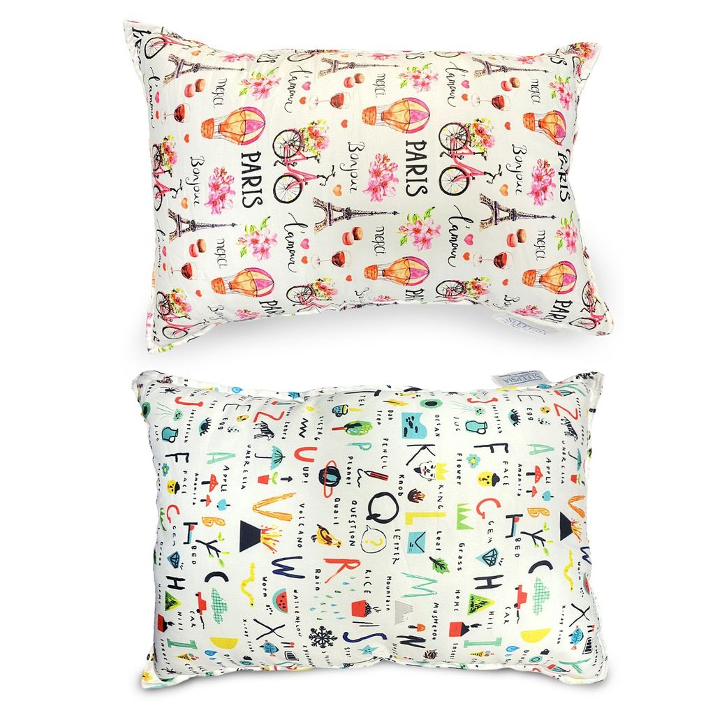 Sleepsia Microfiber Baby Pillow for Sleeping Alphabetic Print & Paris Print, Multicolour Toddler Baby Pillow for Bedding, Soft Pillow, Children Pillows for Sleeping (Kids Combo) view 2