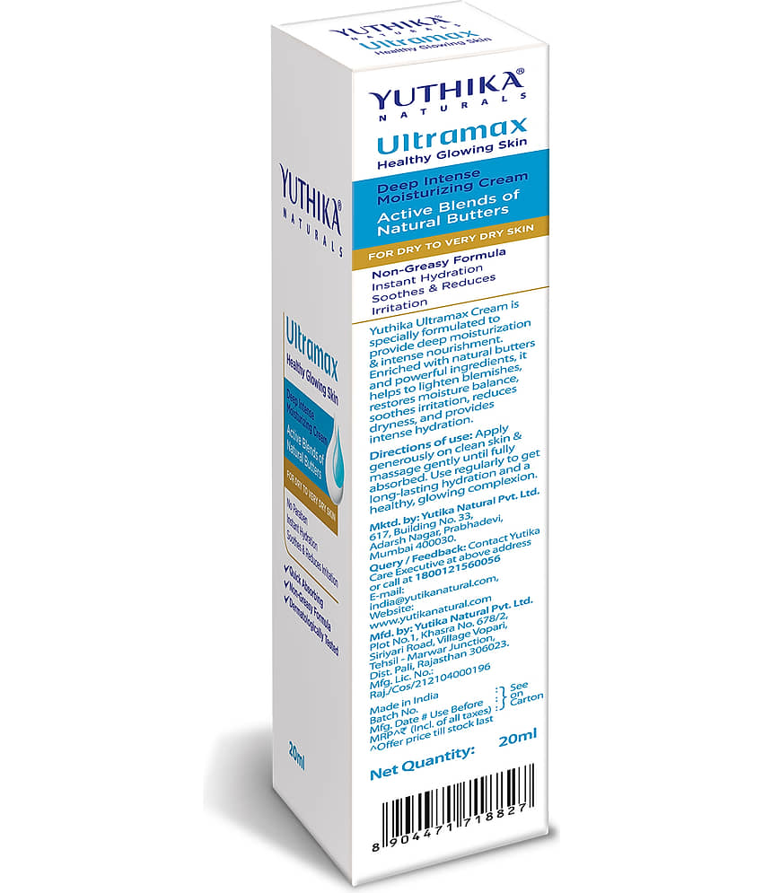 Yuthika Ultramax Deep Intense Moisturizing Cream for Dry to Very Dry Skin 20ml Pack of 3, Dermatologically Tested view 2