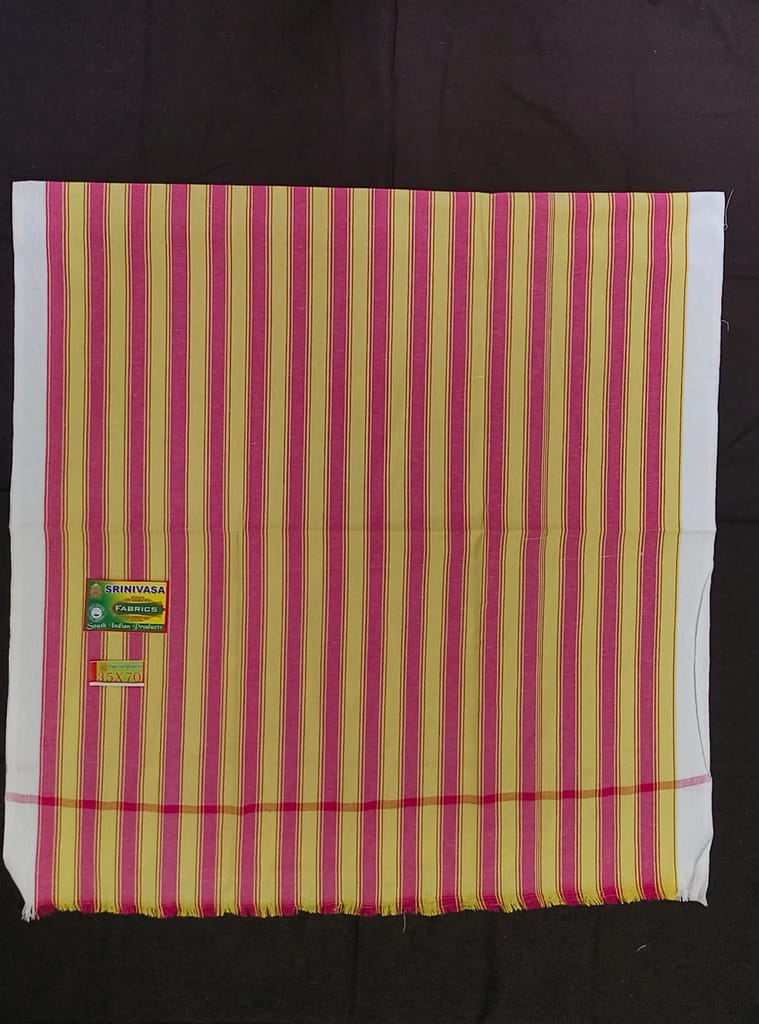 FABRICS Striped Yellow & Pink Cotton Fabric TOWELS view 2