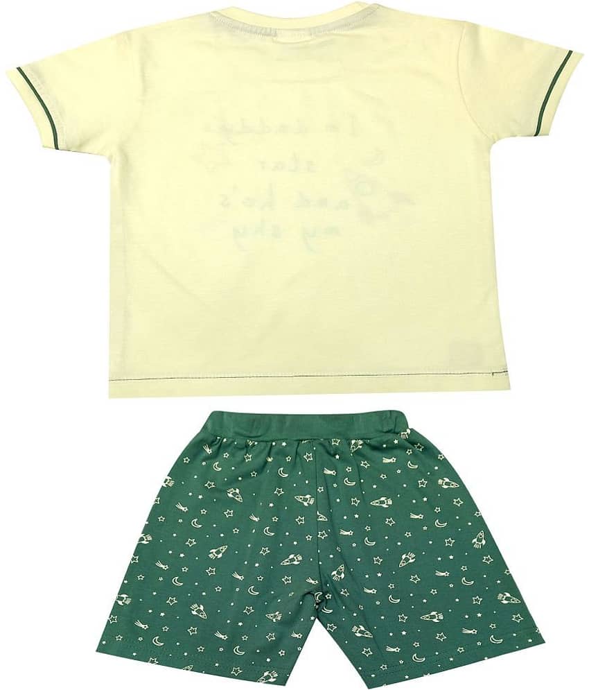 Kideon Pack of 1 Boys Cotton T-Shirt & Shorts Set ( Yellow ) view 2