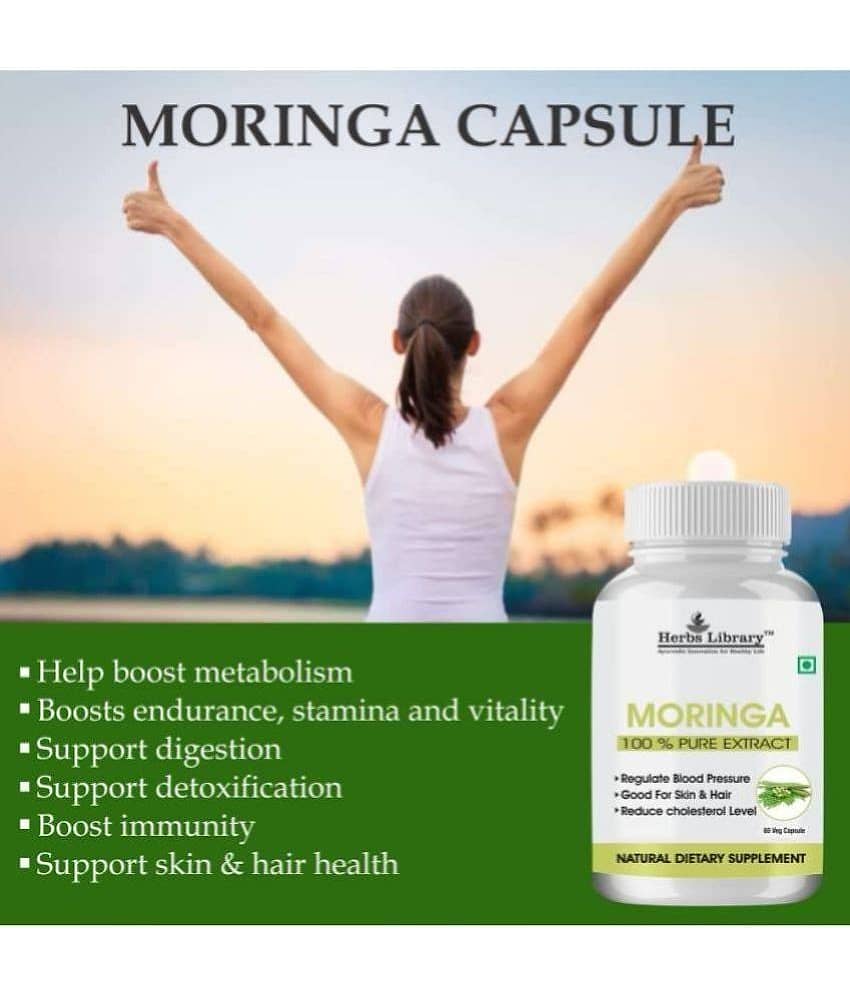 Herbs Library Moringa Extract helps in maintaing Metabolism & Digestion 60 Capsules Each (Pack of 3) view 2