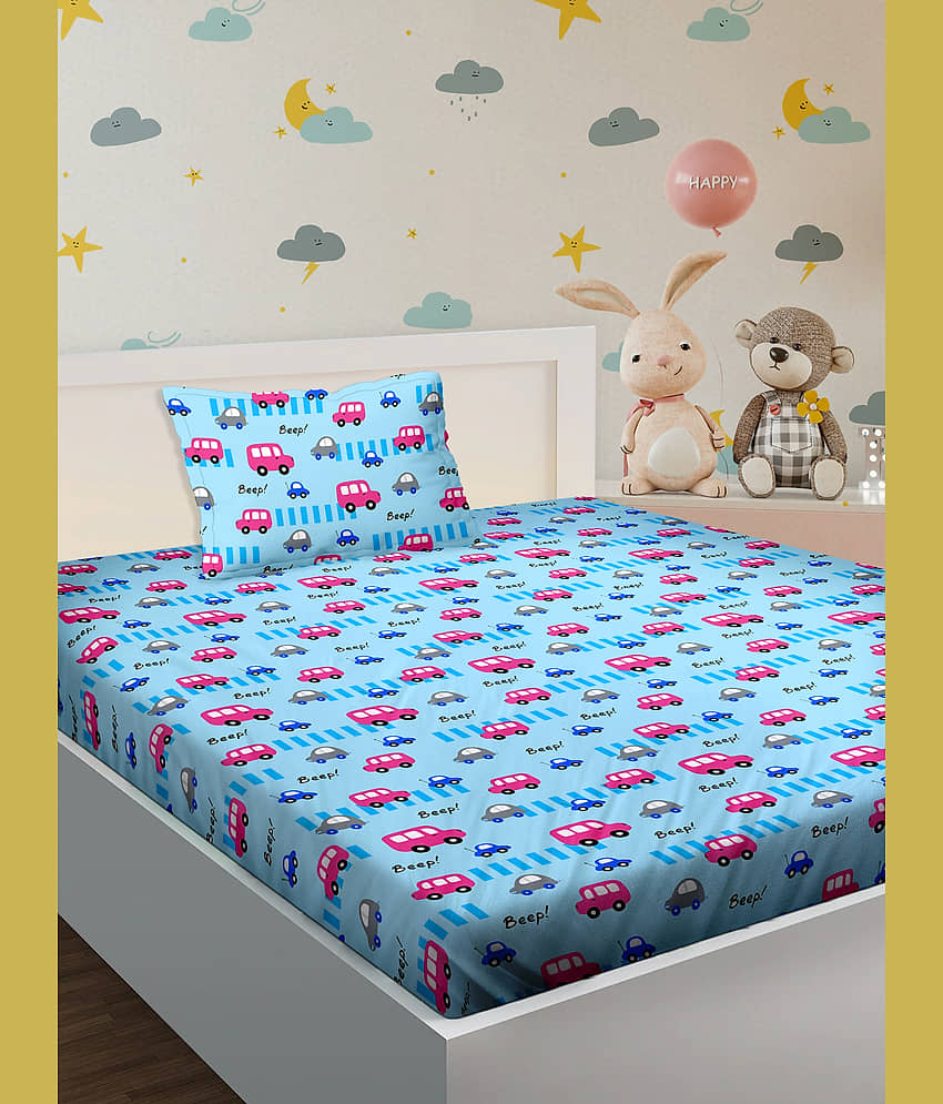 Bella Casa Cotton Single Bedsheet ( Blue ) view 2