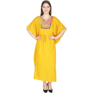 Ukal Women Summer Fashion Rayon Long Maxi Loose Kaftan Nightwear Dress Nightgown (Free Size) view 2