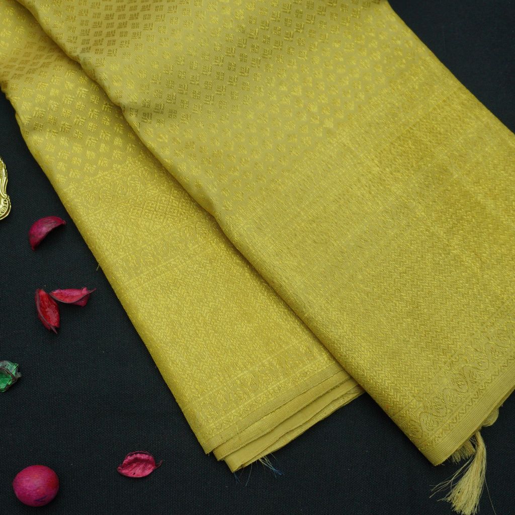 Sandal Gold Color Kanchipuram Silk Saree Self Jacquard view 2