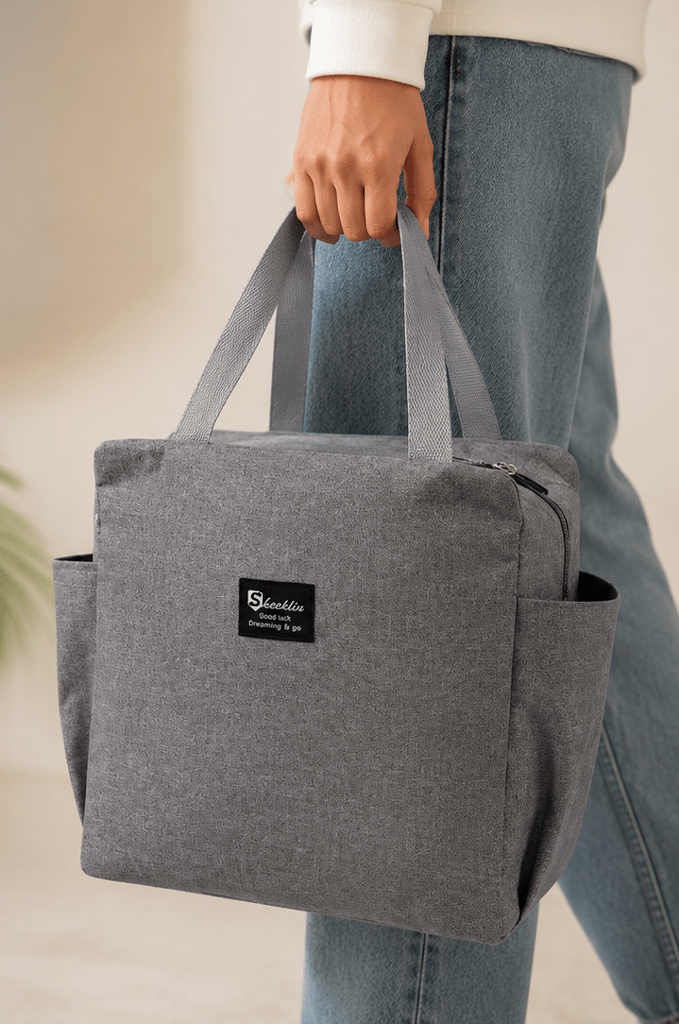 Sheeklin Grey Insulated Lunch Bag view 2