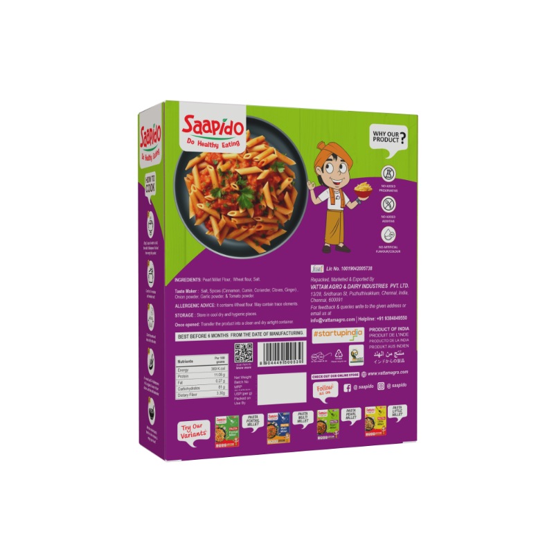 Saapido Pearl Millet Pasta 180 Gms view 2
