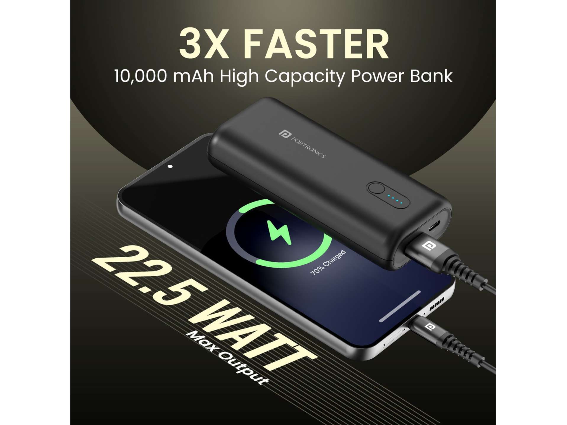 Portronics PowerPod 10K 22.5 Watt, Dual Output Ports, LED Battery Indicator, BIS-Certified view 2