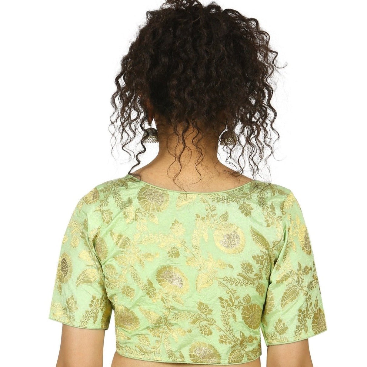 TheHangr Parrot Green Banarasi Brocade Blouse - 34 view 2