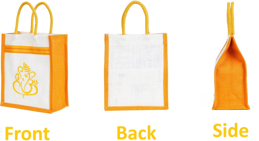 SS Eco-Life Big Size Printed Jute Return Gift Bags 12x10x4 Inch | Ganesha Design Wedding & Function Gift Bags | Pack of 10 view 2