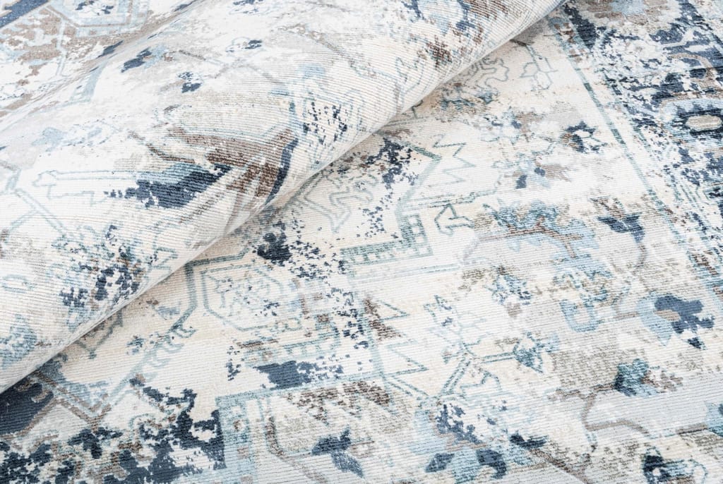 Neu Looms Moonlight Area Rug Timeless Faded Design with Elegant Azure Blues and Warm Beige view 2