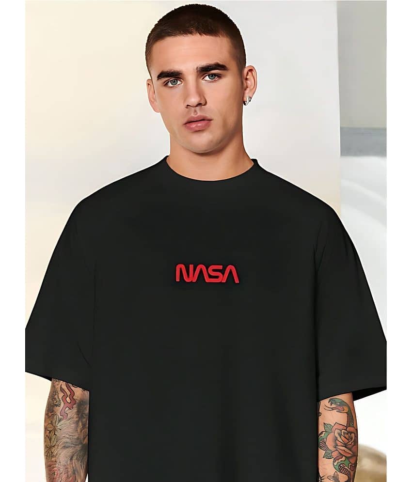 CrazyBee Pack of 1 Cotton Blend Oversized Fit Men's T-Shirt ( Black ) view 2