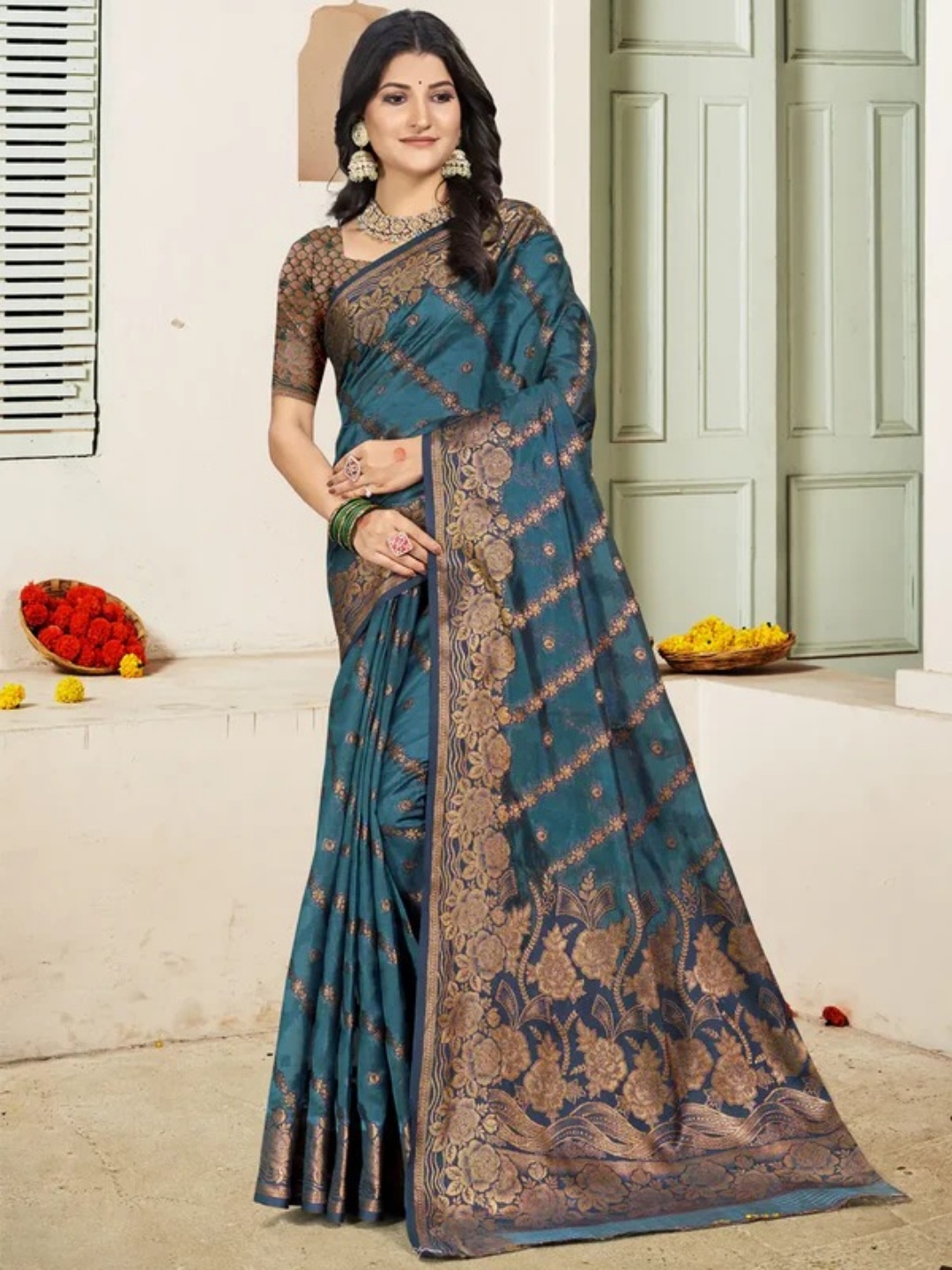 Navy Blue Silk Saree view 2
