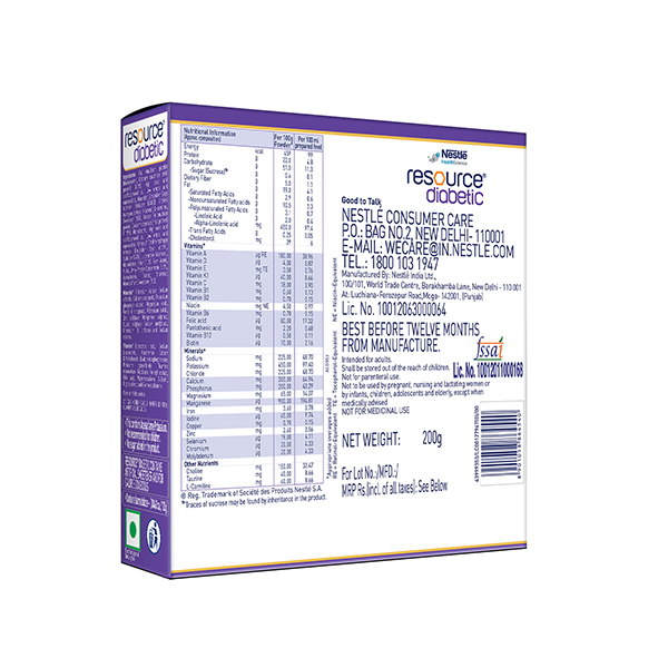 Nestle Resource Diabetic Vanilla Powder 200 Gms view 2