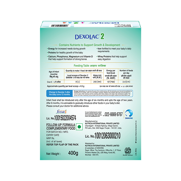 Dexolac Stage 2 Followup Formula Powder 400 Gms view 2